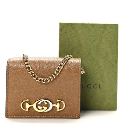 Gucci Grainy Calfskin Zumi Chain Card Case Wallet Friky Taupe 8 of 8