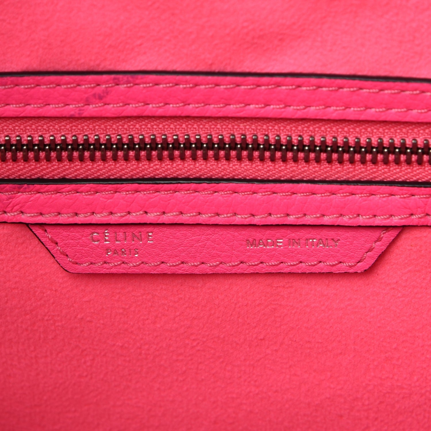 Celine Drummed Calfskin Mini Luggage Fluo Pink 6 of 9