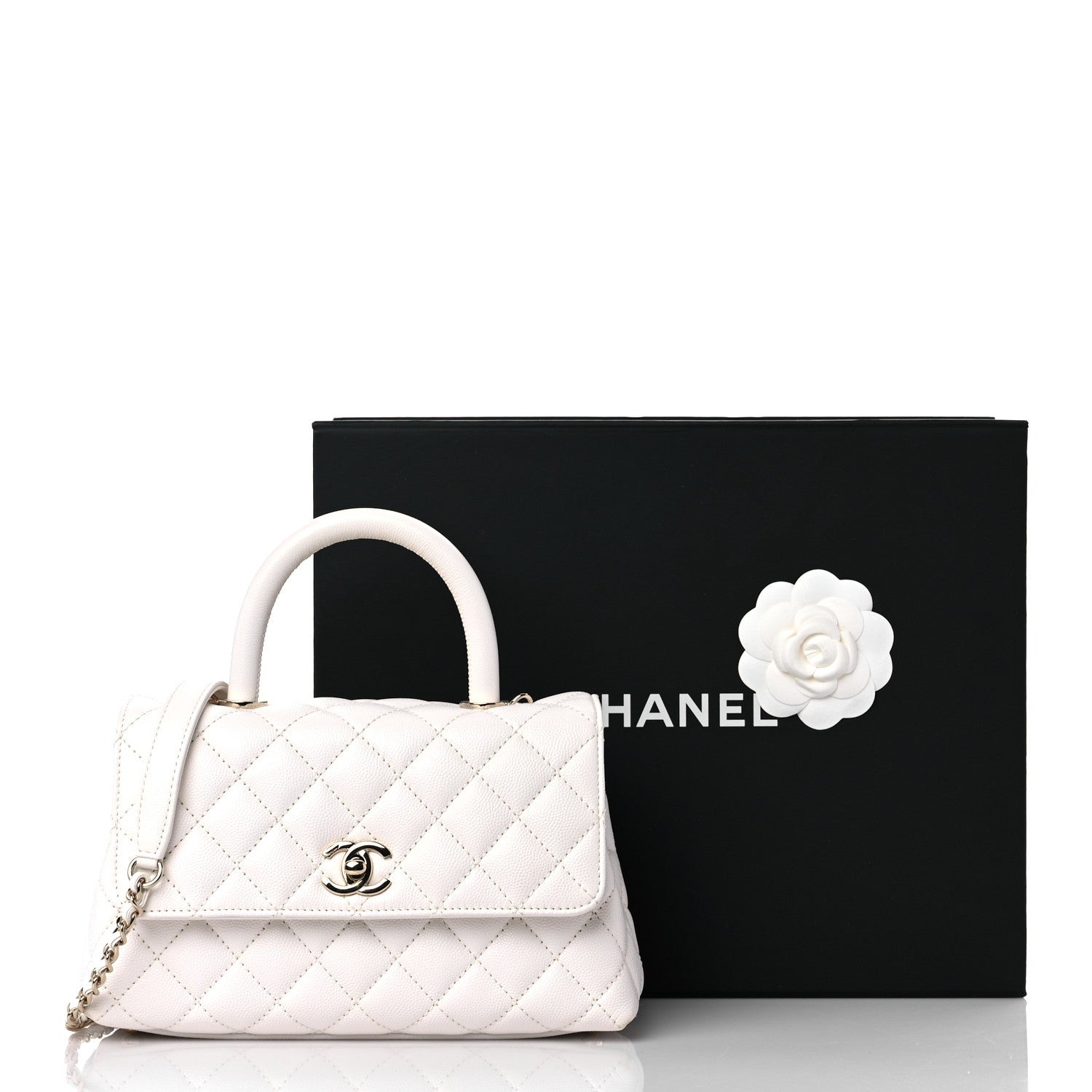 Chanel Caviar Quilted Mini Coco Handle Flap White 13 of 13