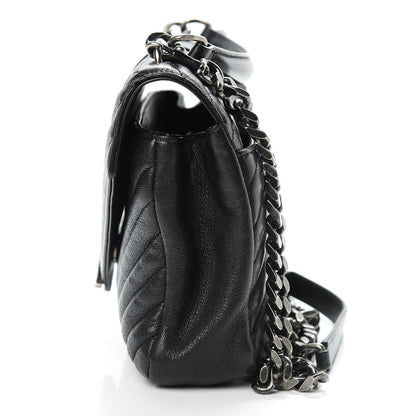 Saint Laurent Sheepskin Matelasse Chevron Monogram Medium College Bag Black 15 of 16