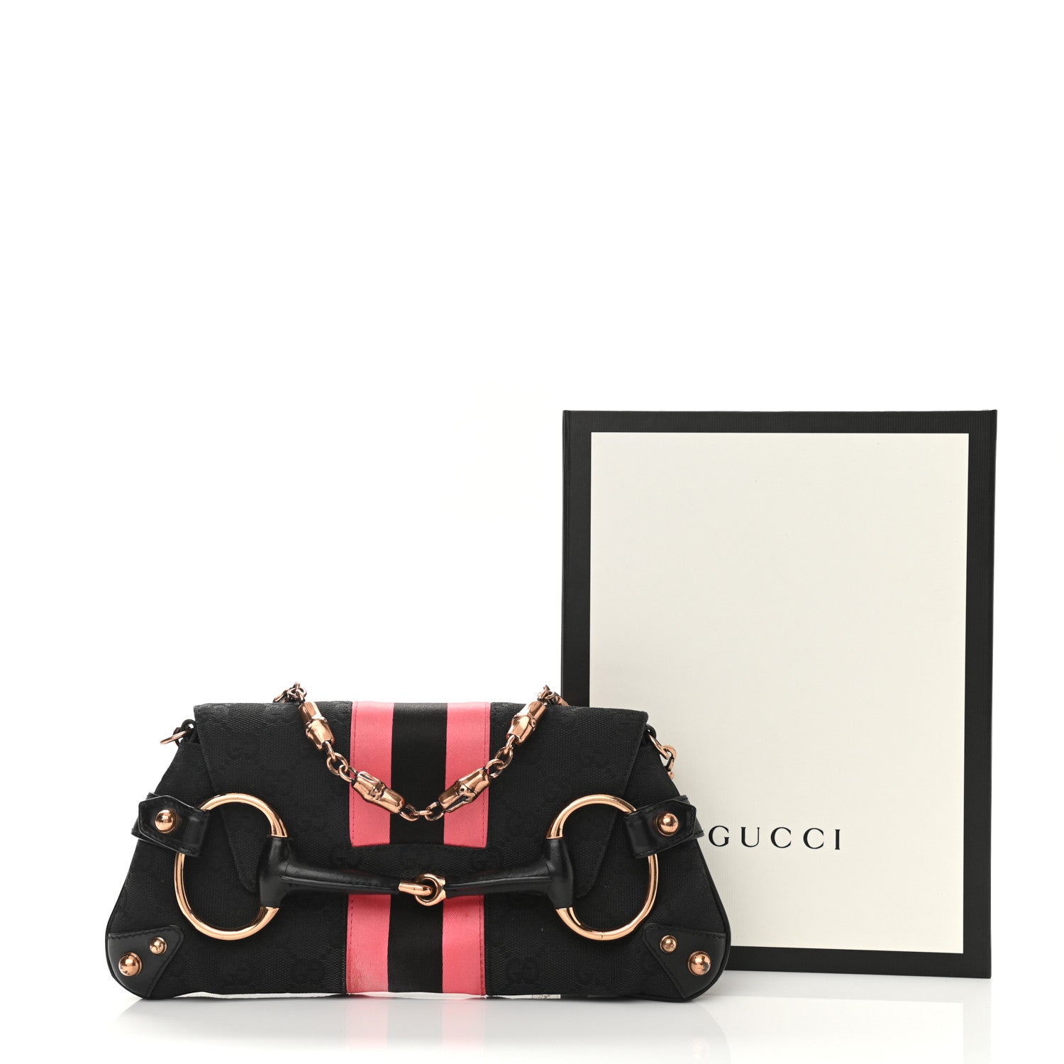 Gucci Monogram Horsebit Web Clutch Black 13 of 13