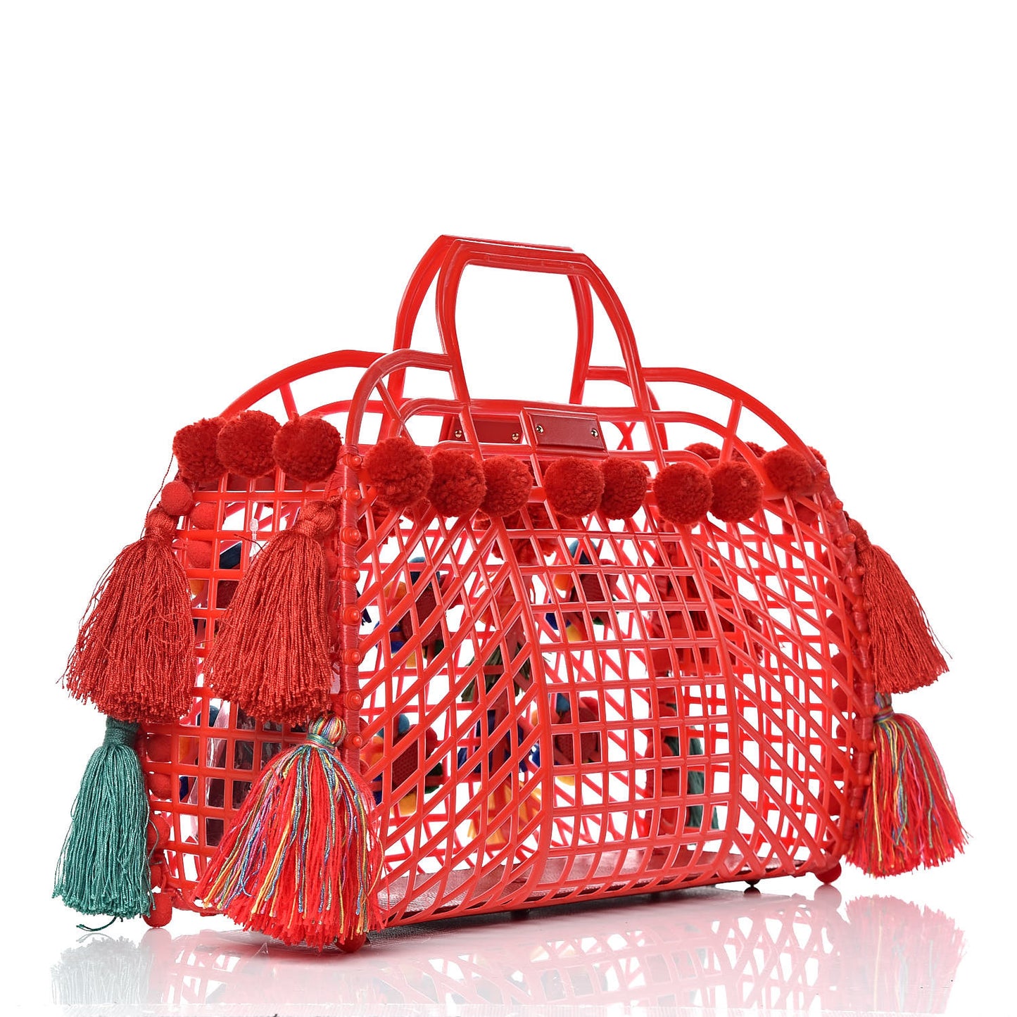 PVC Cage Market Tote Red