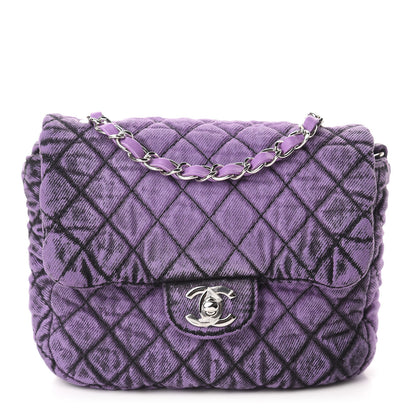 Chanel Washed Denim Quilted Small Denimpression Flap Violet Purple Black 1 of 11