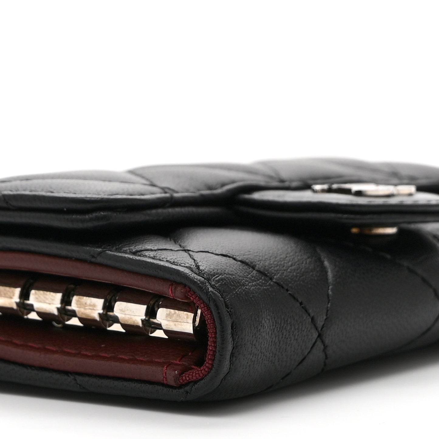 Lambskin Quilted 6 Key Holder Black