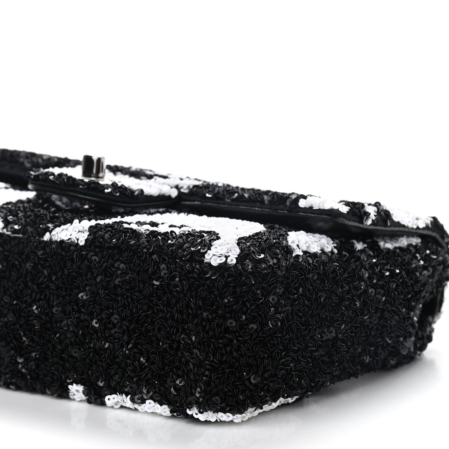 Sequin Mini Rectangular Flap Black White