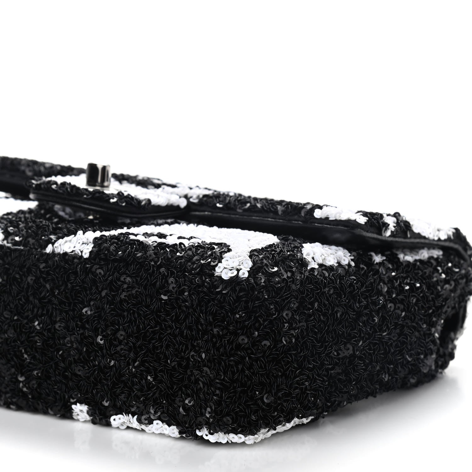 Chanel Sequin Mini Rectangular Flap Black White 9 of 9