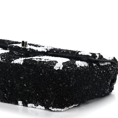 Chanel Sequin Mini Rectangular Flap Black White 9 of 9