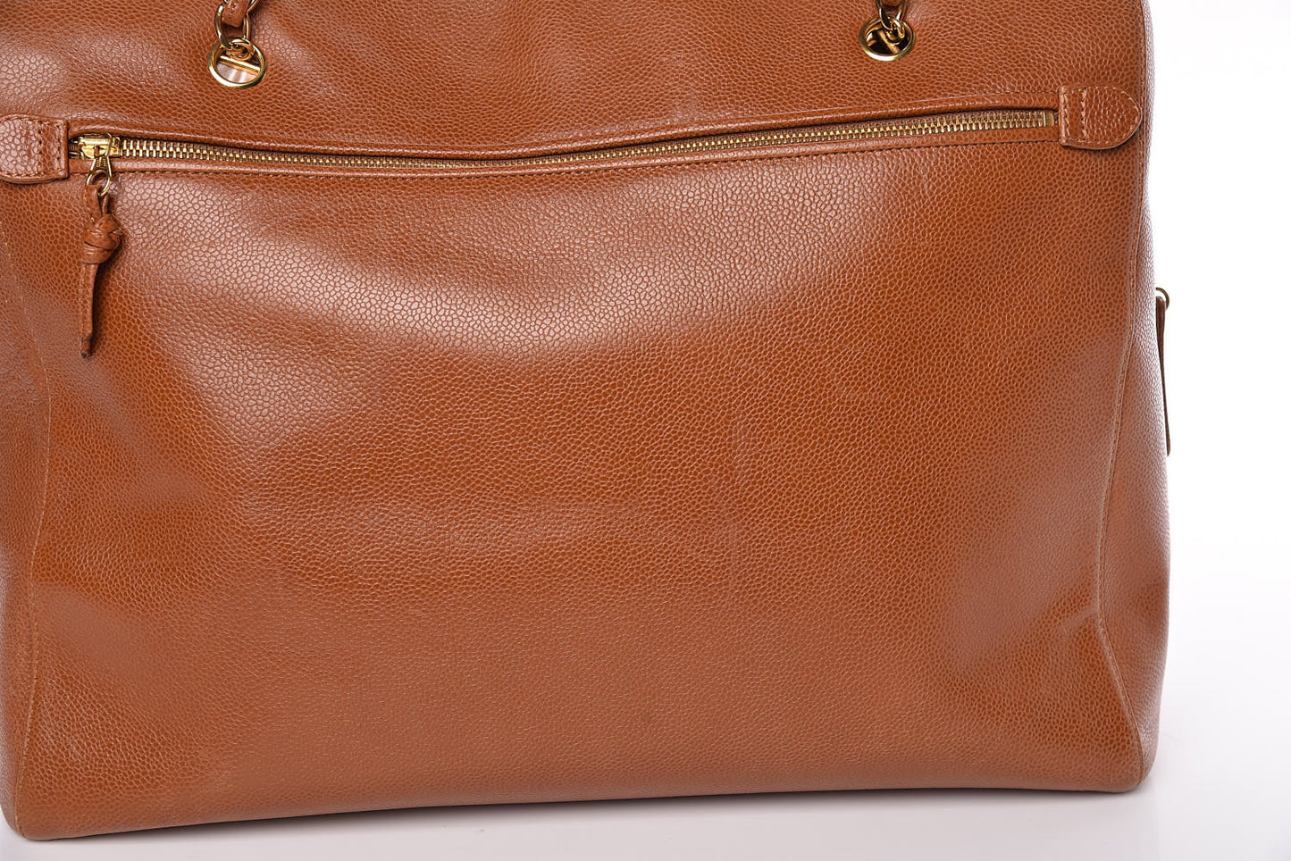 Caviar Large CC Shoulder Bag Light Brown