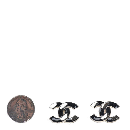Chanel Enamel CC Earrings Black Gold 2 of 4