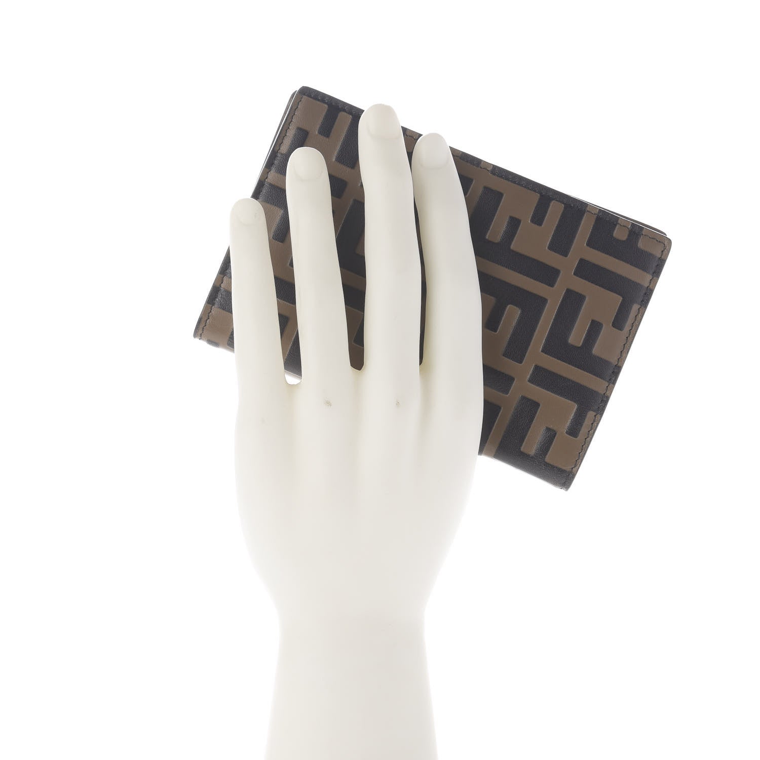 Fendi Vitello Soft Bi-Color FF 1974 Embossed Passport Cover Maya Black 2 of 8