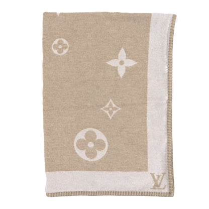 Louis Vuitton Wool Cashmere Plaid Monogram Blanket Beige 1 of 4