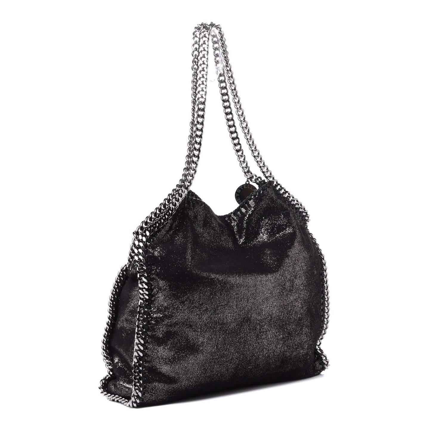 Metallic Shaggy Deer Small Falabella Tote Black