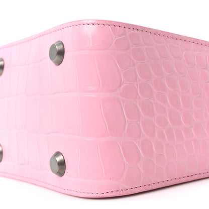 Balenciaga Calfskin Logo Crocodile Embossed XS Tool 2.0 North-South Tote Candy Pink White 11 of 11