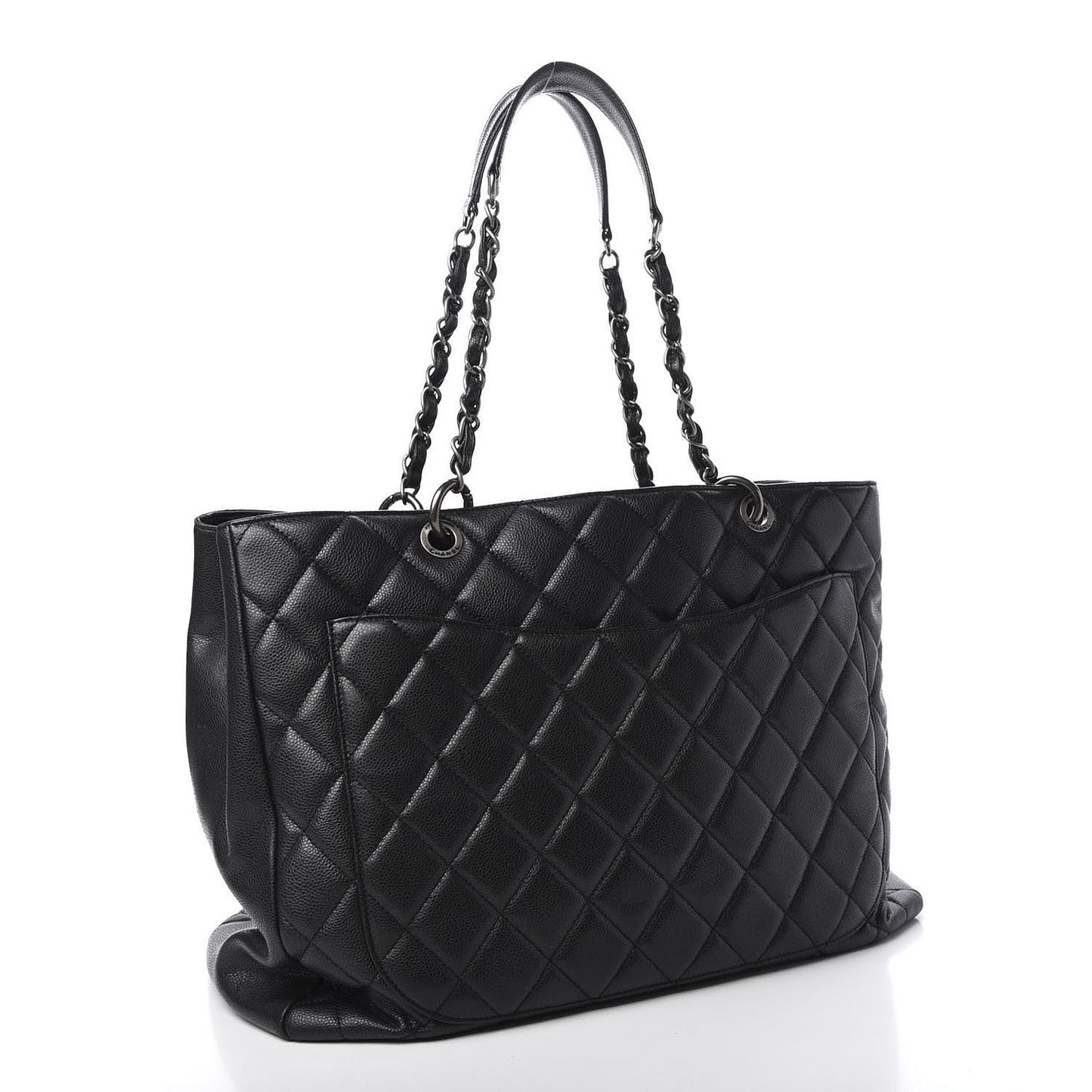 Caviar Quilted XXL Grand Shopping Tote GST Dark Grey