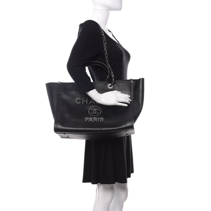 Chanel Caviar Medium Studded Deauville Tote Black 3 of 12