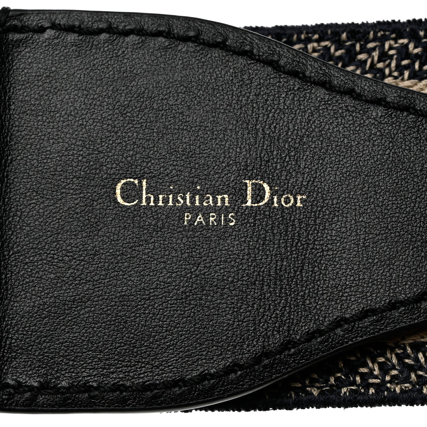 Christian Dior Canvas Embroidered Large Book Belt 85 34 Black Beige 7 of 7