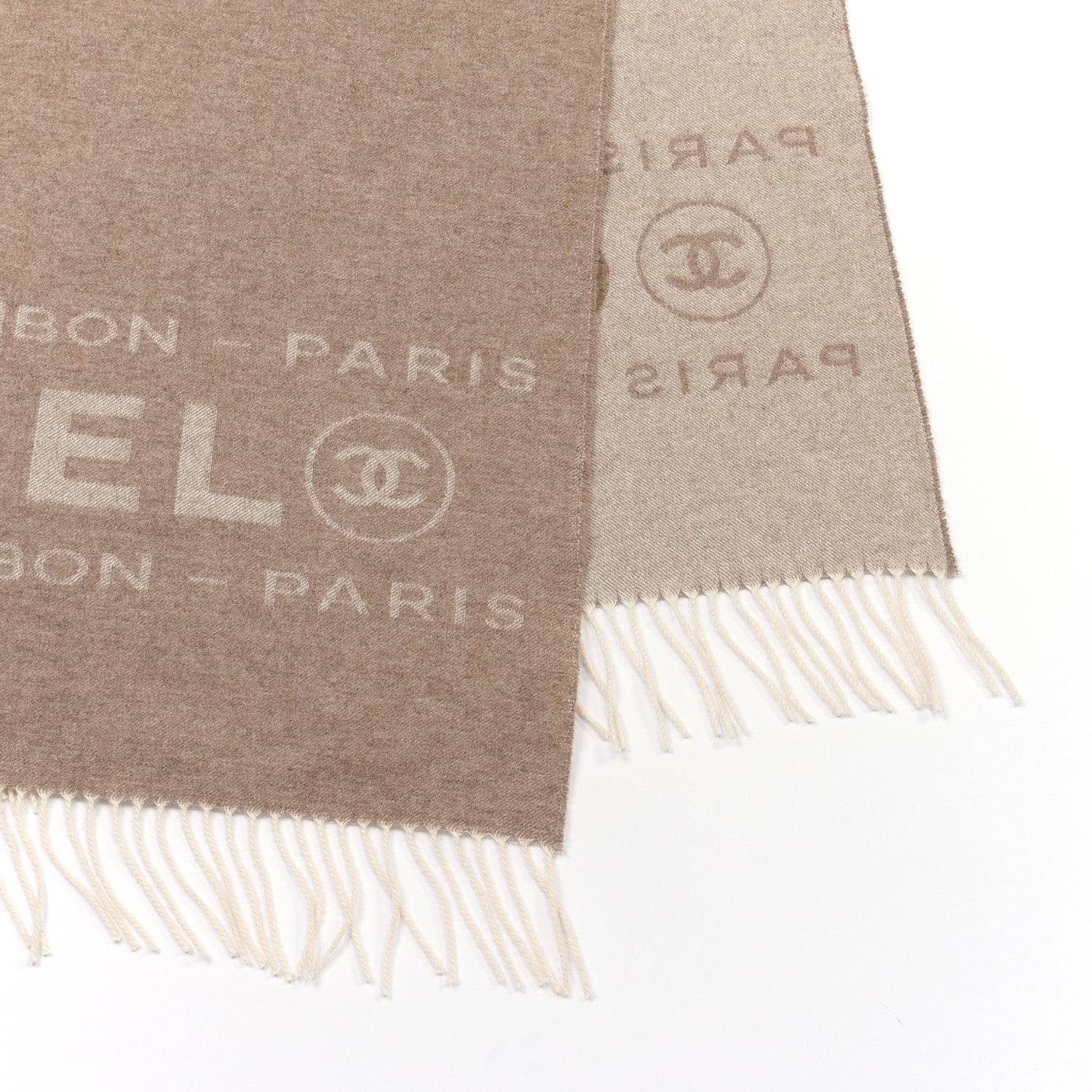 Chanel Cashmere CC Logo Stole Beige 3 of 5
