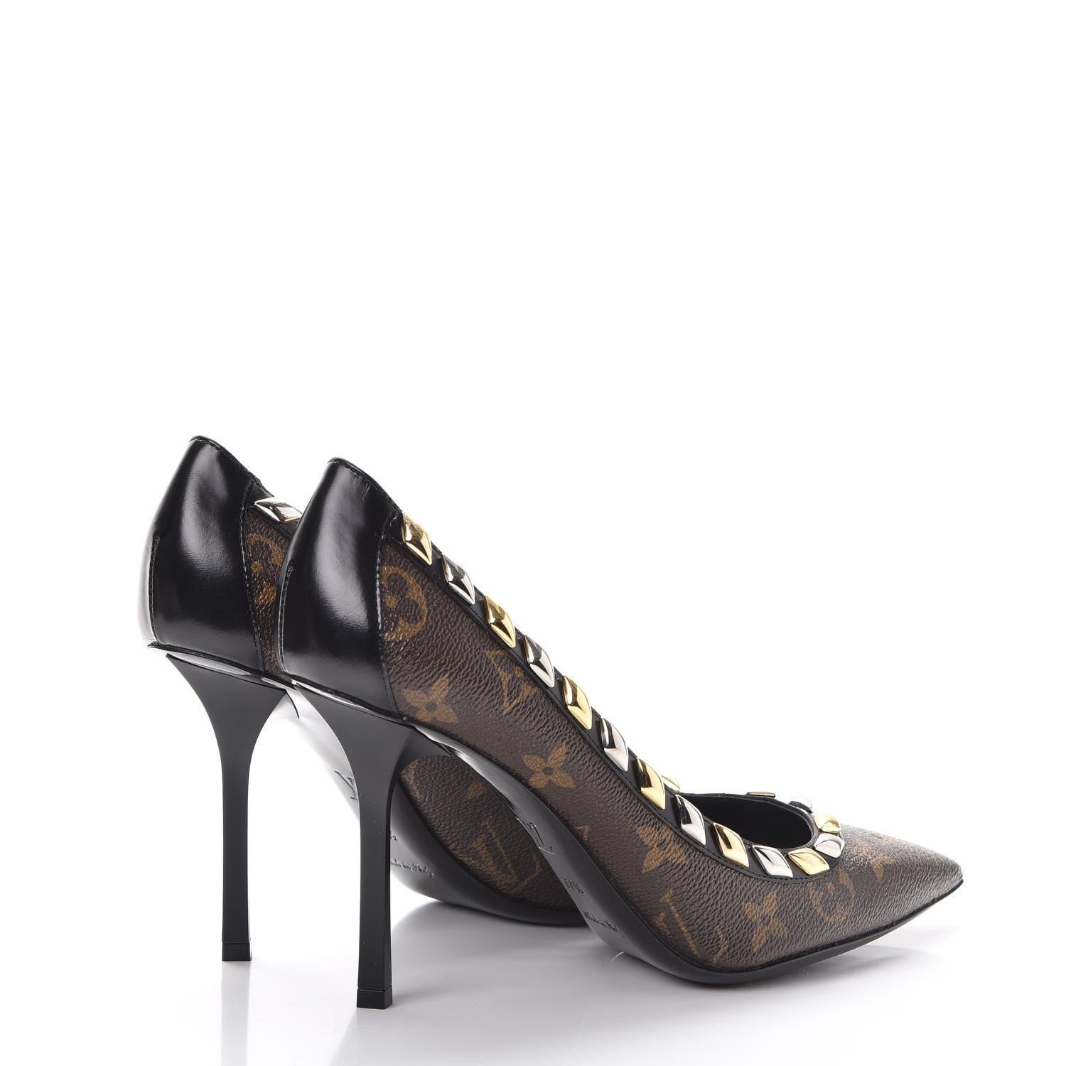 Louis Vuitton Calfskin Monogram Eldorado Pumps 37.5 Cacao 4 of 11