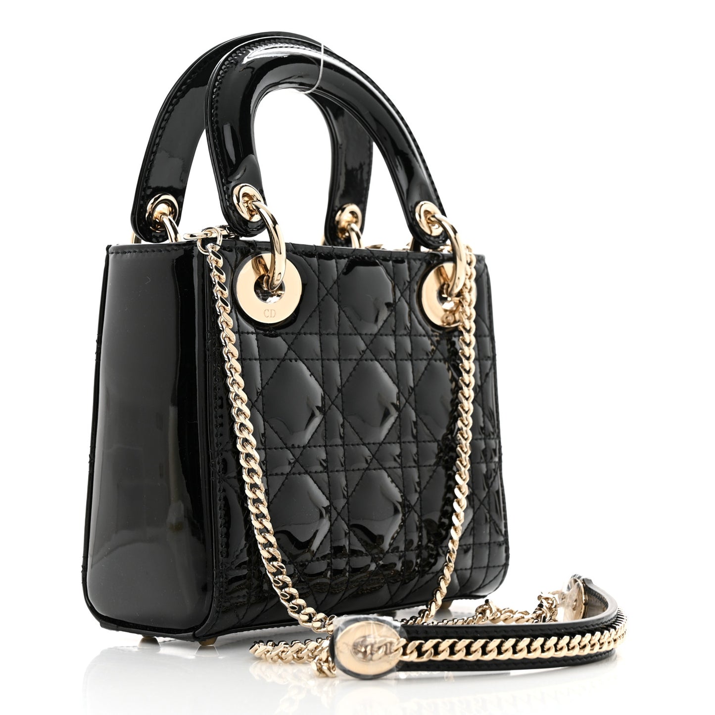 Patent Cannage Mini Lady Dior Black