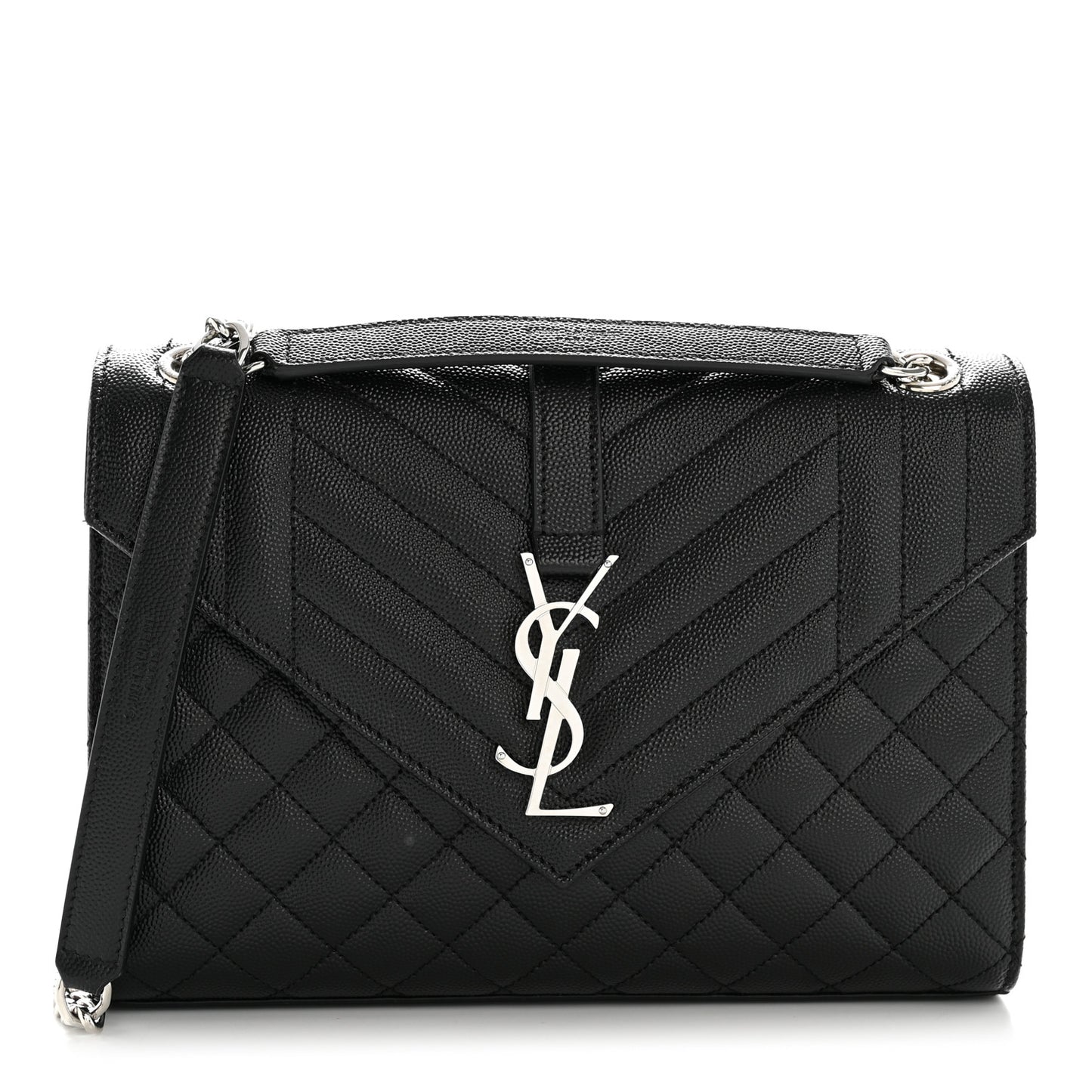 Grain De Poudre Textured Mixed Matelasse Triquilt Medium Monogram Satchel Black