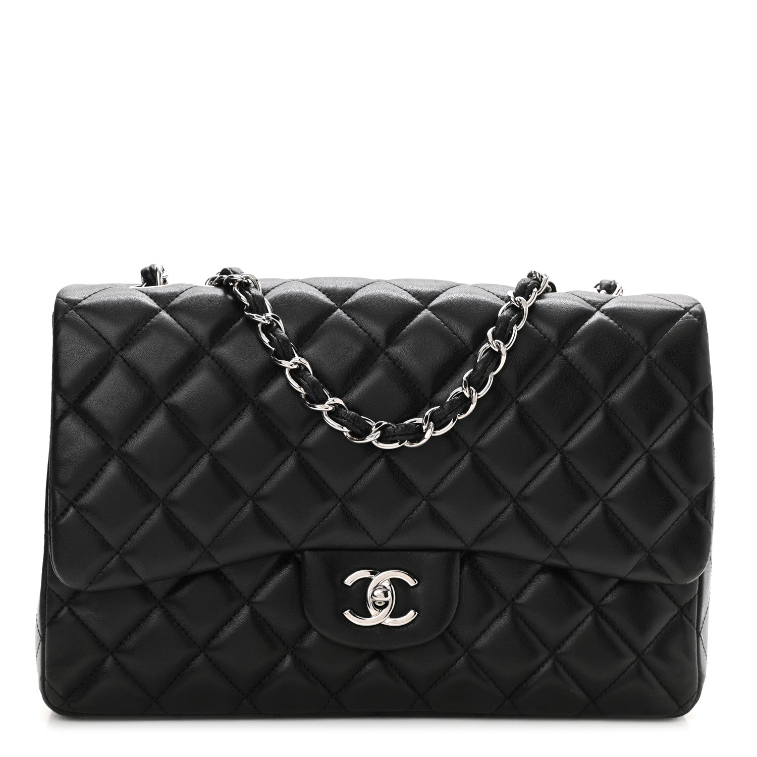 Chanel Lambskin Quilted Jumbo Single Flap Black 1 of 9