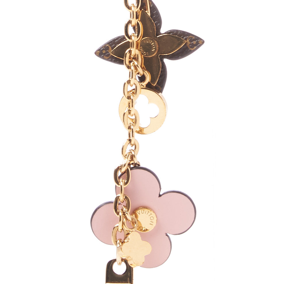 Louis Vuitton Brass Monogram Blooming Flowers Bag Charm Key Holder Rose Ballerine 2 of 5