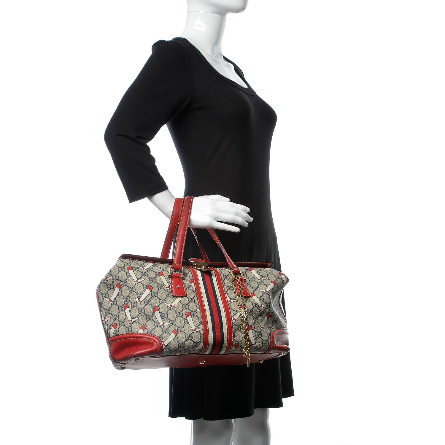 Gucci GG Supreme Monogram Boot Large Treasure Boston Tote 2 of 25