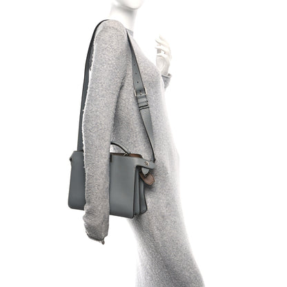 Fendi Cuoio Romano Vitello Cover Glazed Fabric Bi-Color FF 1974 Mini Peekaboo I SEE U Satchel  Grigio Chiaro Ghiaia 2 of 9