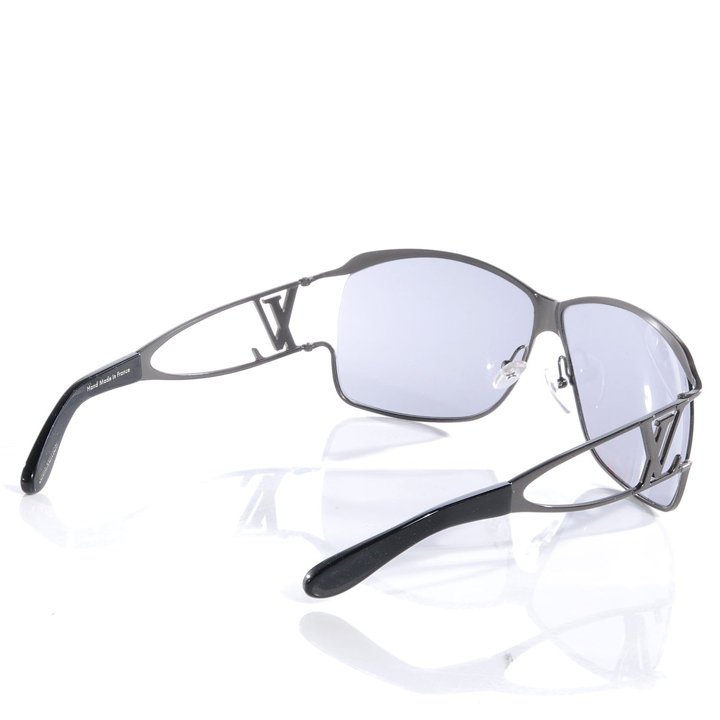 Metal LV Logo Aviator Sunglasses Black