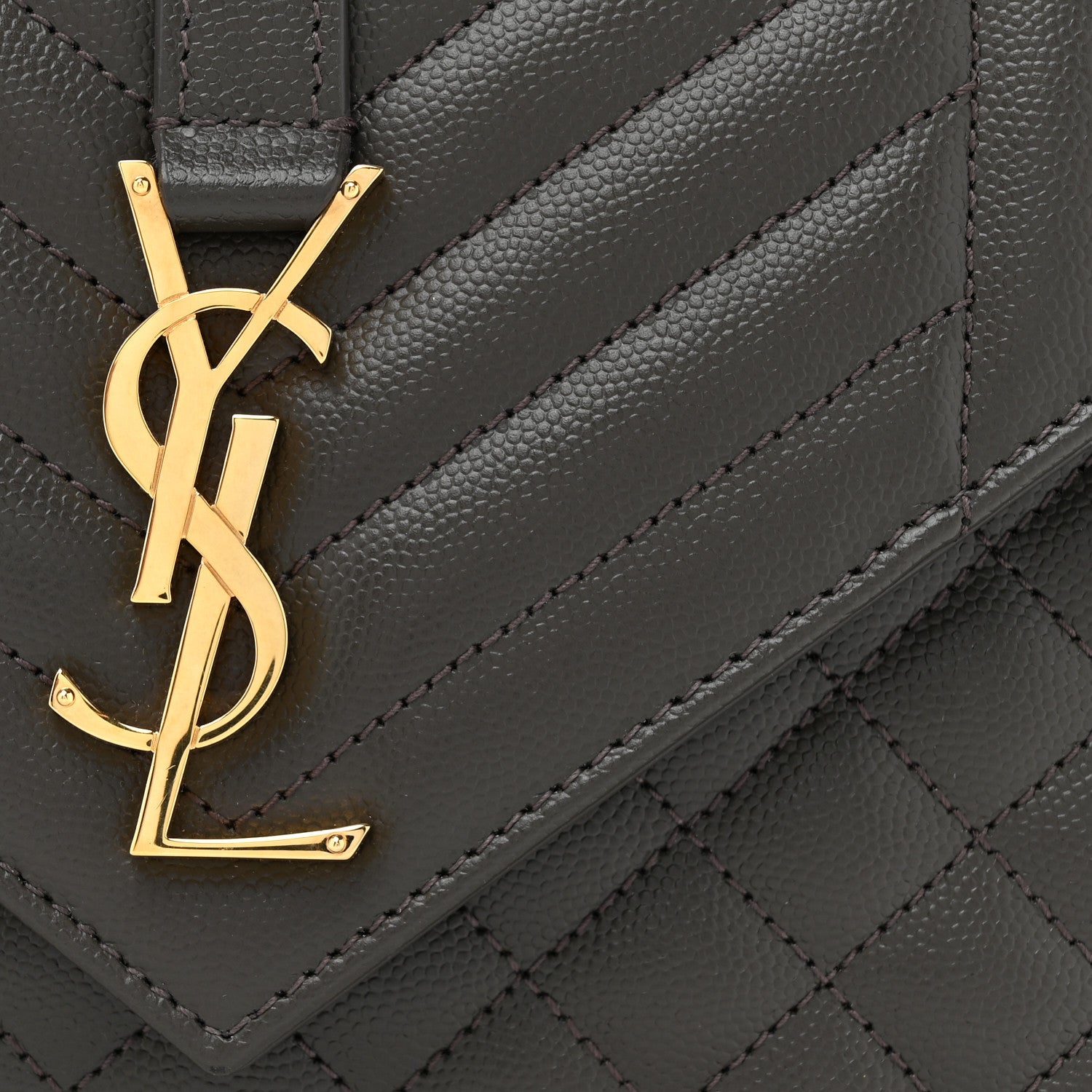 Saint Laurent Grain De Poudre Textured Mixed Matelasse Medium Triquilt Monogram Satchel Pebble 8 of 10