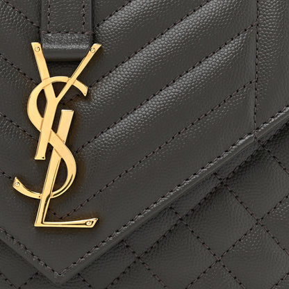 Saint Laurent Grain De Poudre Textured Mixed Matelasse Medium Triquilt Monogram Satchel Pebble 8 of 10