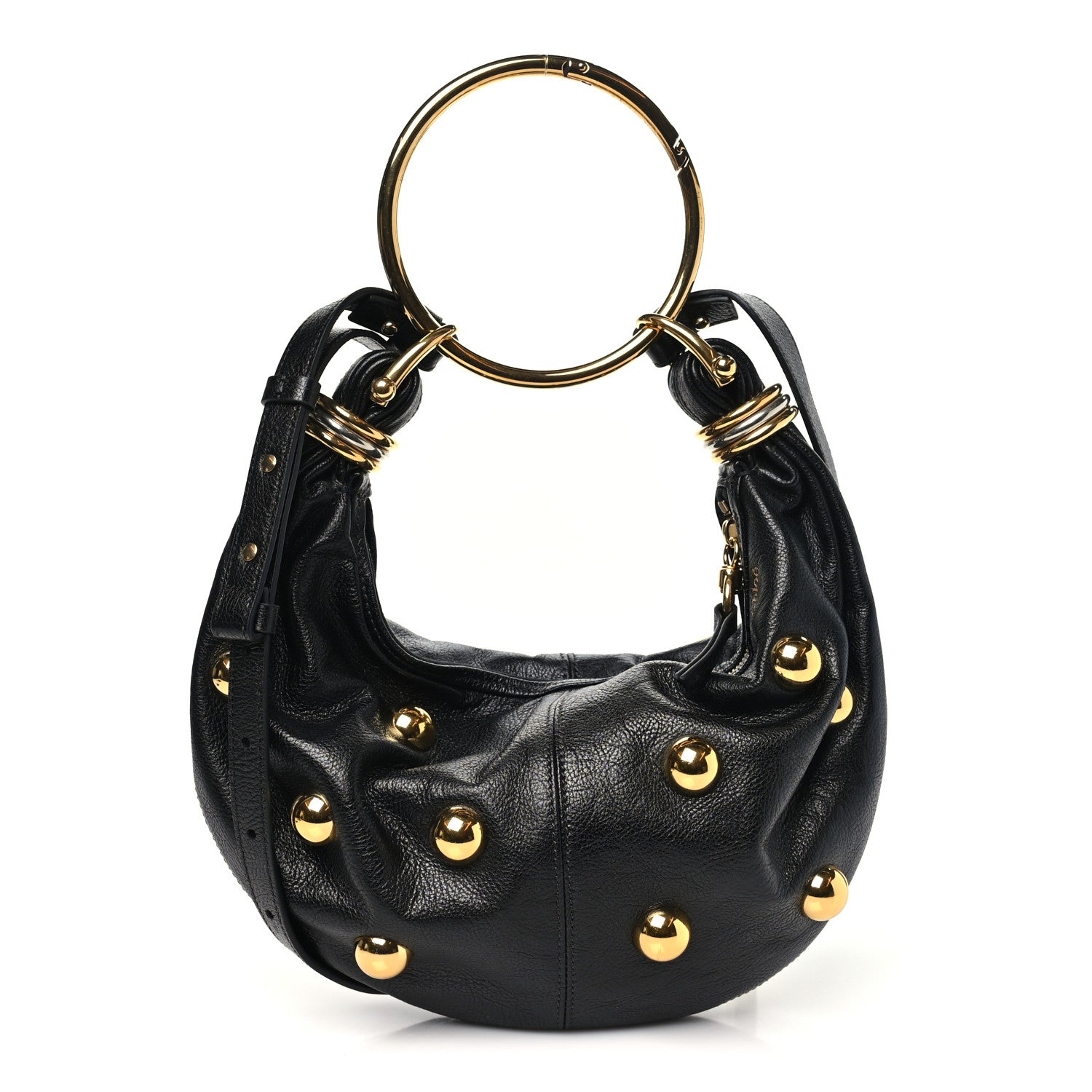 Chloe Calfskin Studded Small Bracelet Hobo Bag Black 1 of 8