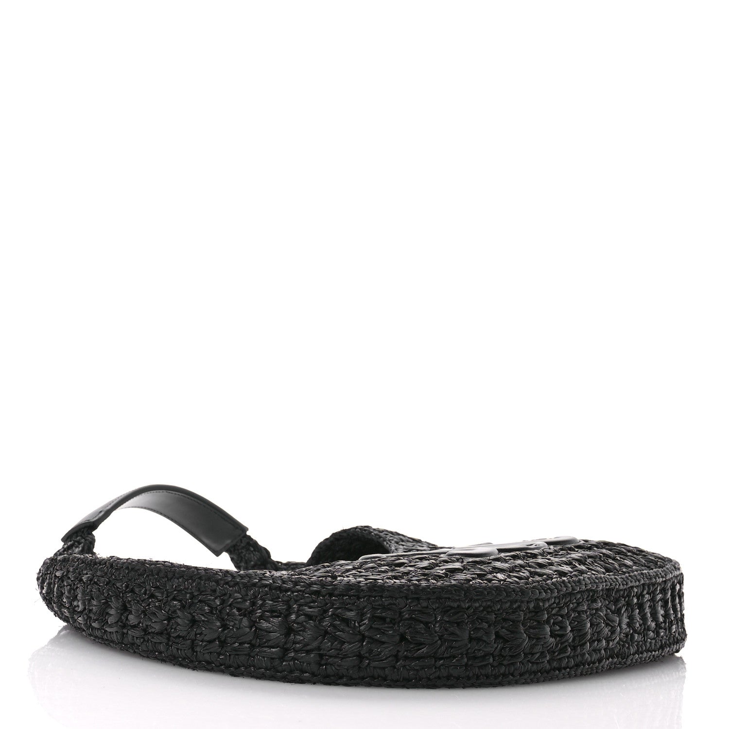 Celine Raffia Calfskin Triomphe Panier Hobo Bag Black 4 of 10