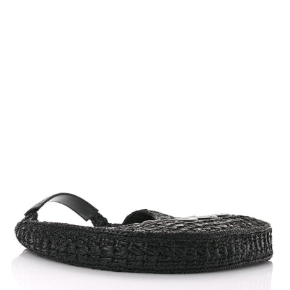 Celine Raffia Calfskin Triomphe Panier Hobo Bag Black 4 of 10
