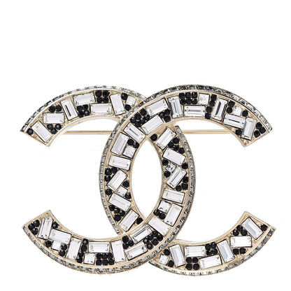 Chanel Baguette Crystal CC Brooch Gold Black 1 of 5