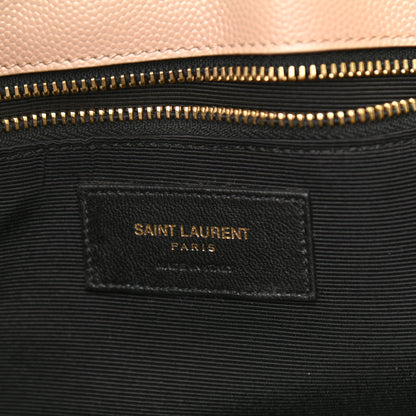 Saint Laurent Grain De Poudre Matelasse Chevron Monogram Shopping Bag Dark Beige 6 of 10
