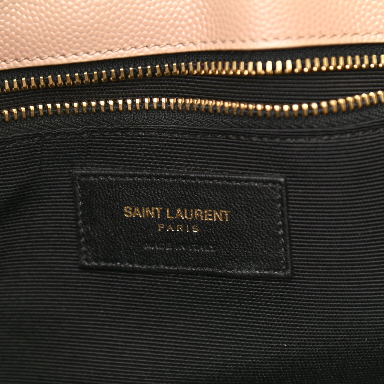 Saint Laurent Grain De Poudre Matelasse Chevron Monogram Shopping Bag Dark Beige 6 of 10