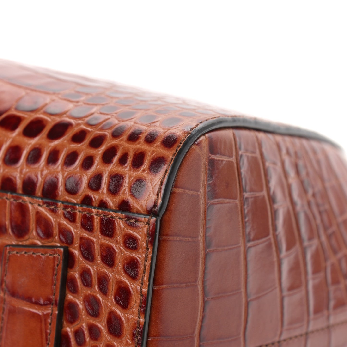 Calfskin Crocodile Embossed Small Antigona Cognac