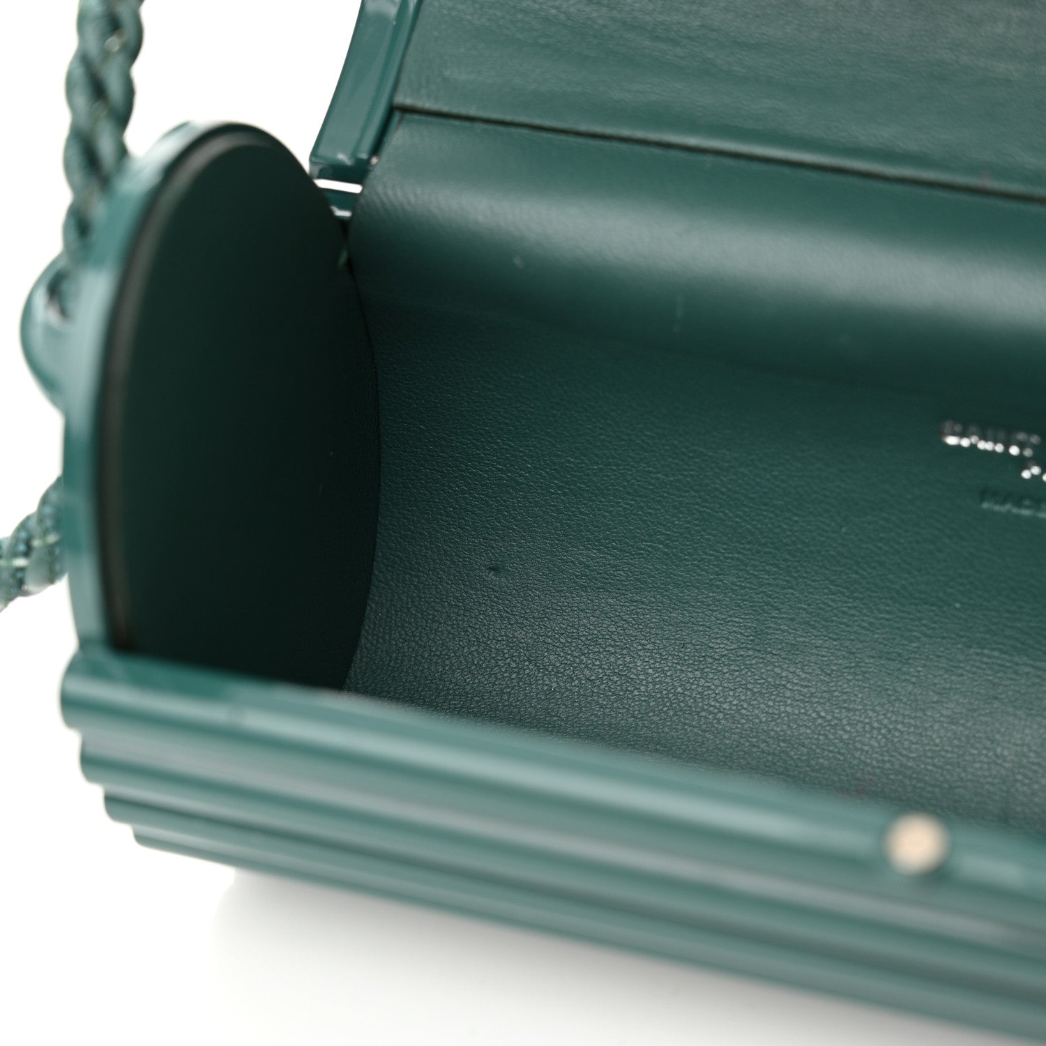 Saint Laurent Ribbed Plexiglass Lambskin Fringe Monogram Opium Box Bag Green 13 of 16