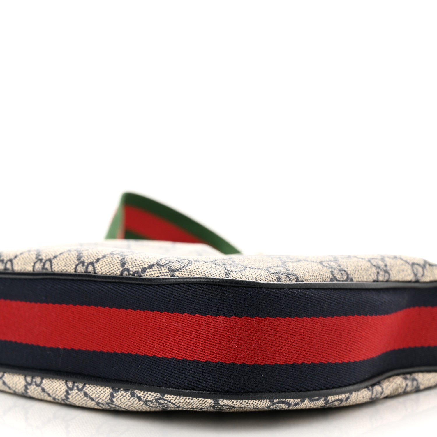 Gucci GG Supreme Monogram Textured Calfskin Web Small Attache Shoulder Bag Beige Blue 8 of 11