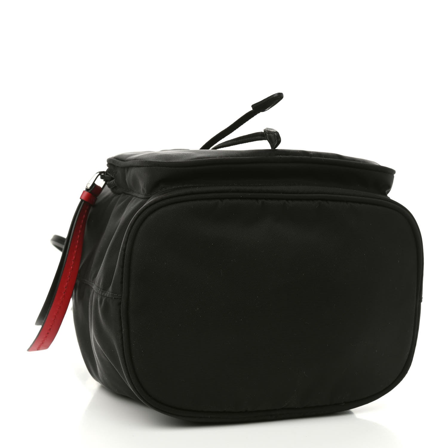 Prada Tessuto Nylon Studded New Vela Mini Bucket Crossbody Bag Black Fuoco 4 of 9