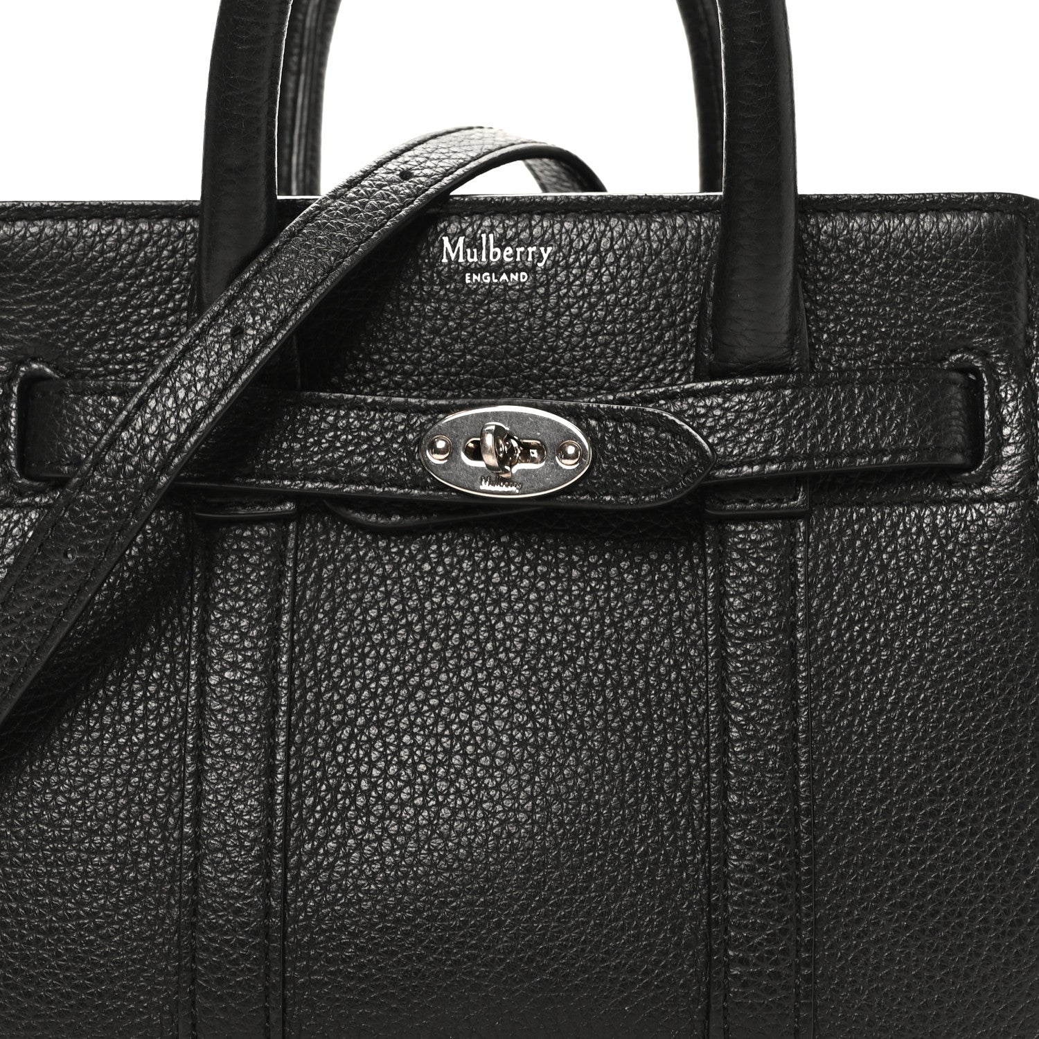 Mulberry Small Classic Grain Micro Bayswater Zip Tote Black 7 of 9