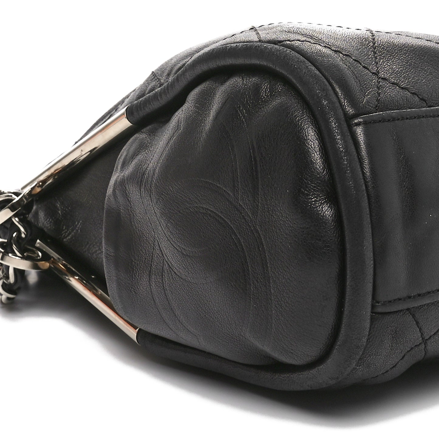 Lambskin Stitched Medium Ultimate Soft Tote Black