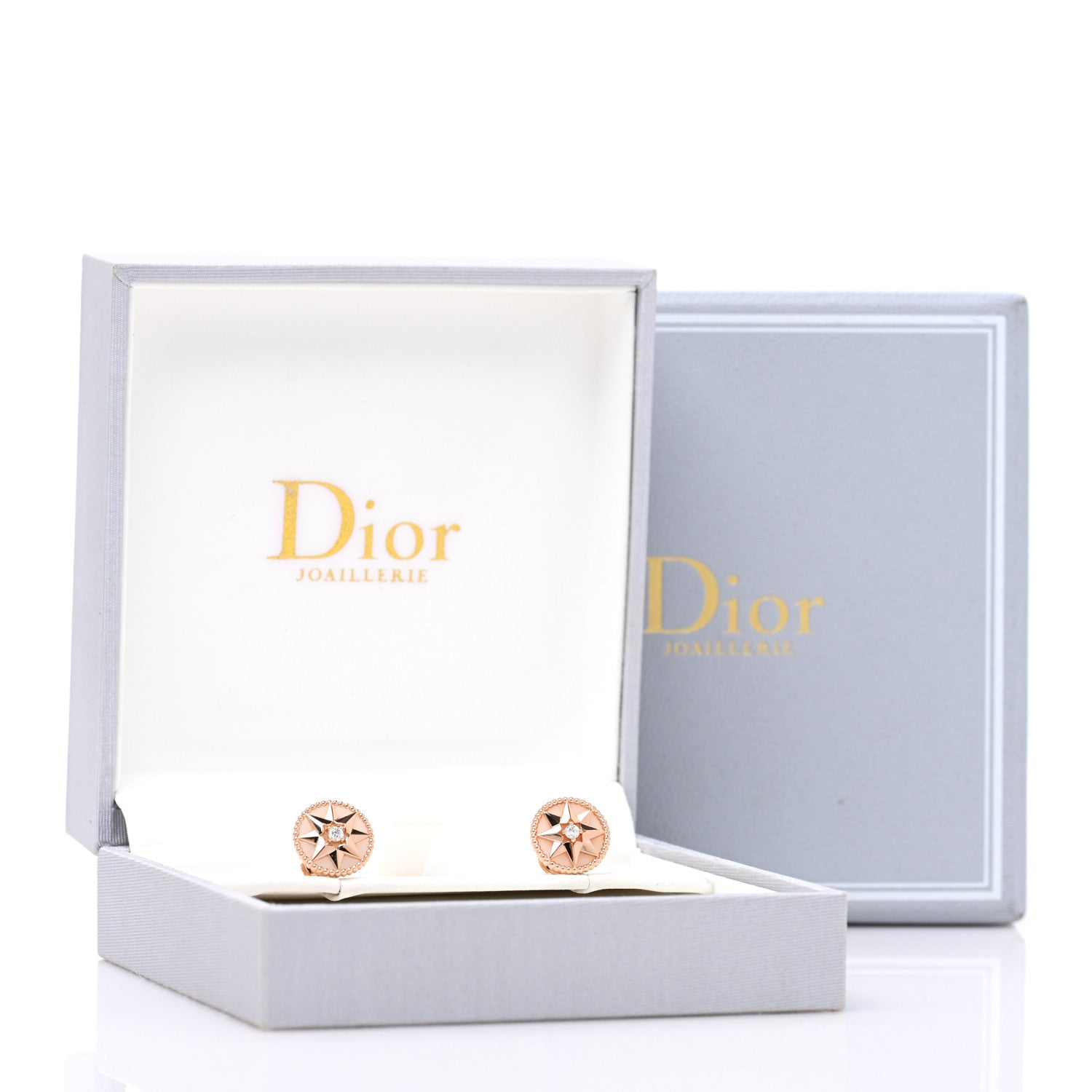 Christian Dior 18K Rose Gold Diamond Pink Opal Rose Des Vents Earrings 5 of 5