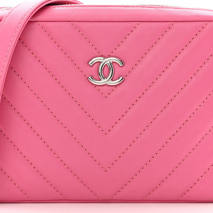 Chanel Lambskin Chevron Quilted Small Promenade Camera Case Pink 8 of 16