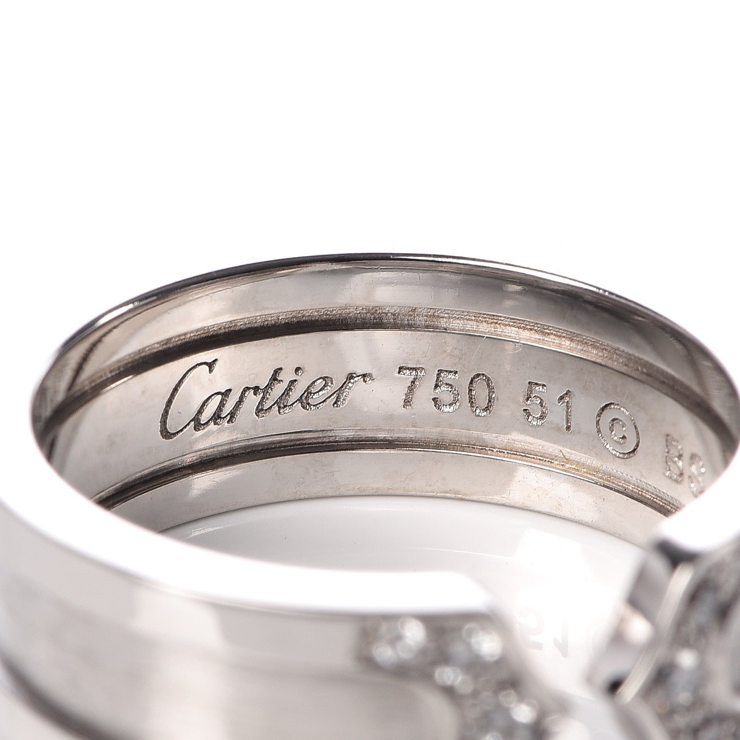 Cartier 18K White Gold Diamond 6.5mm Logo De Ring 51 5.75 4 of 5