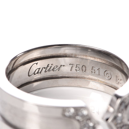 Cartier 18K White Gold Diamond 6.5mm Logo De Ring 51 5.75 4 of 5