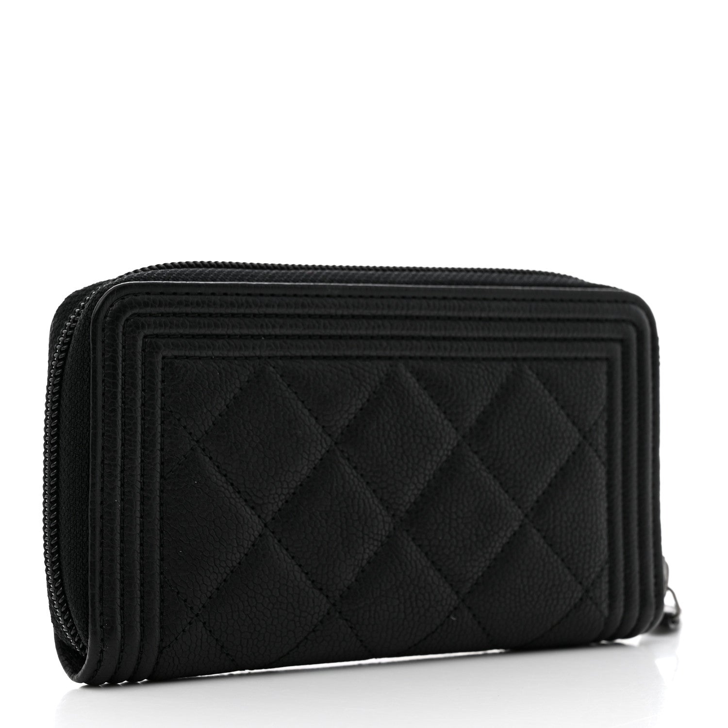 Chanel Caviar Quilted Small Boy Zip Around Wallet Black 3 of 9