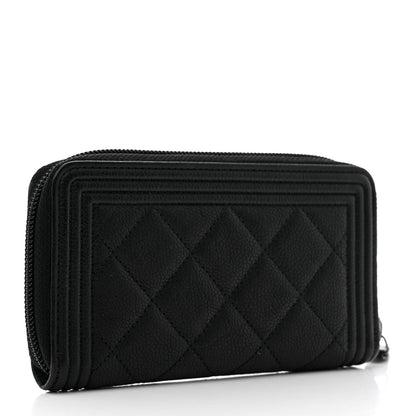 Chanel Caviar Quilted Small Boy Zip Around Wallet Black 3 of 9
