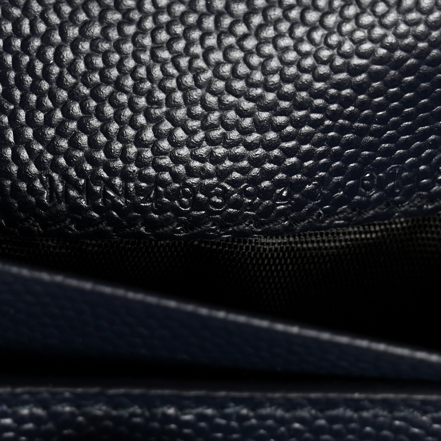Saint Laurent Grain De Poudre Matelasse Chevron Monogram Compact Tri Fold Wallet Deep Marine 8 of 8